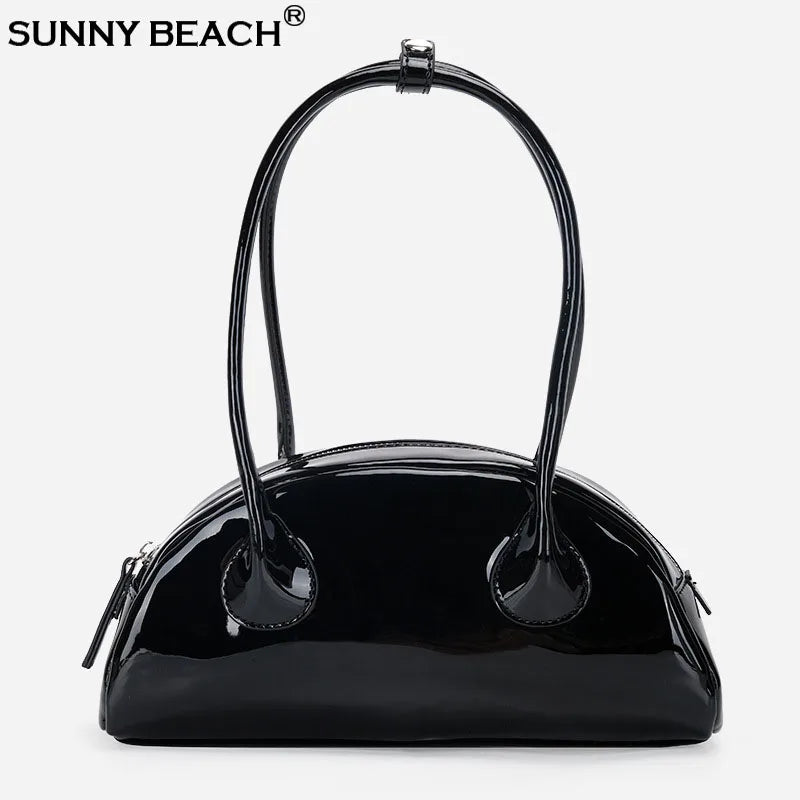 Women's Casual Tote Handbag Shoulder Bag in Patent Leather
