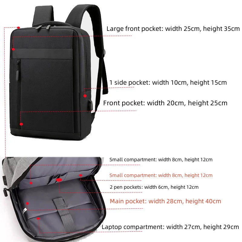 SUUTOOP Nylon Laptop Backpack USB Charging Travel Schoolbag
