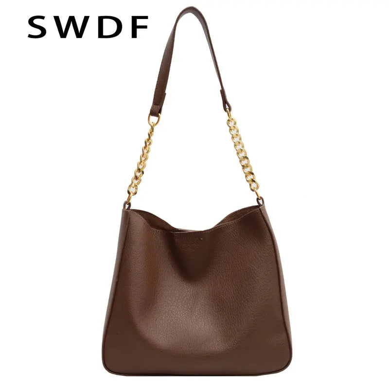 Ladies Casual Bucket Bags Women's Retro Shoulder Bags
