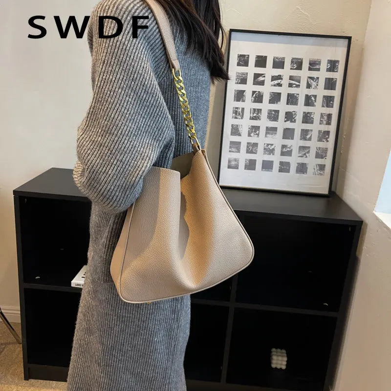 Ladies Casual Bucket Bags Women's Retro Shoulder Bags