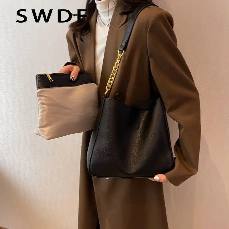Ladies Casual Bucket Bags Women's Retro Shoulder Bags