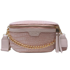 SWDF Chain PU Leather Crossbody Bag Women Shoulder Handbag Small Chest Bag