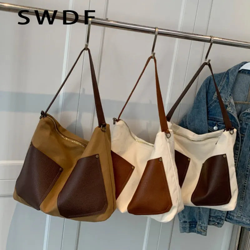 Large Canvas Shoulder Crossbody Bags for Women High Capacity Handbags