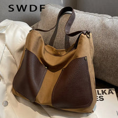 Large Canvas Shoulder Crossbody Bags for Women High Capacity Handbags