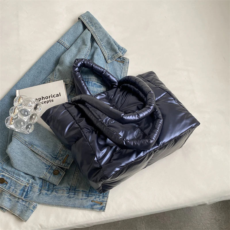 Quilted Shopper Shoulder Bag Padded Messenger Tote Bags