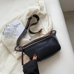 PU Leather Waist Bag Women Chest Belt Crossbody Bags