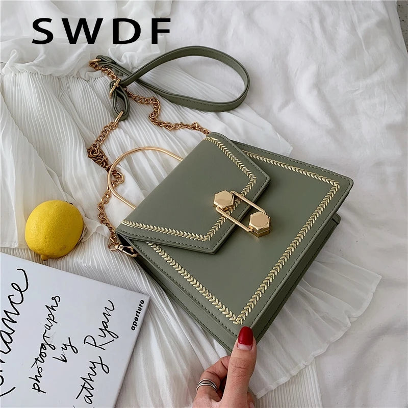 Metal Handle Handbags Women Crossbody Bags Clutch Female Purses Shoulder Messeng