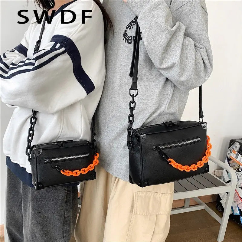 Soft Trunk Bags Women Square Shoulder Bag Mini Handbag Chain Purse