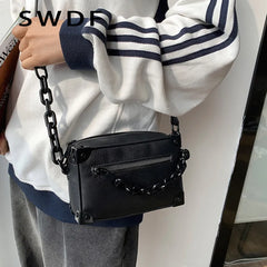 Soft Trunk Bags Women Square Shoulder Bag Mini Handbag Chain Purse
