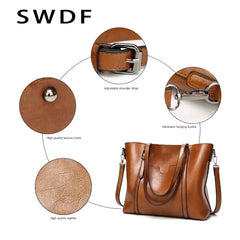 Oil Wax Leather Shoulder Bag Tote Crossbody Handbag Women Handbag