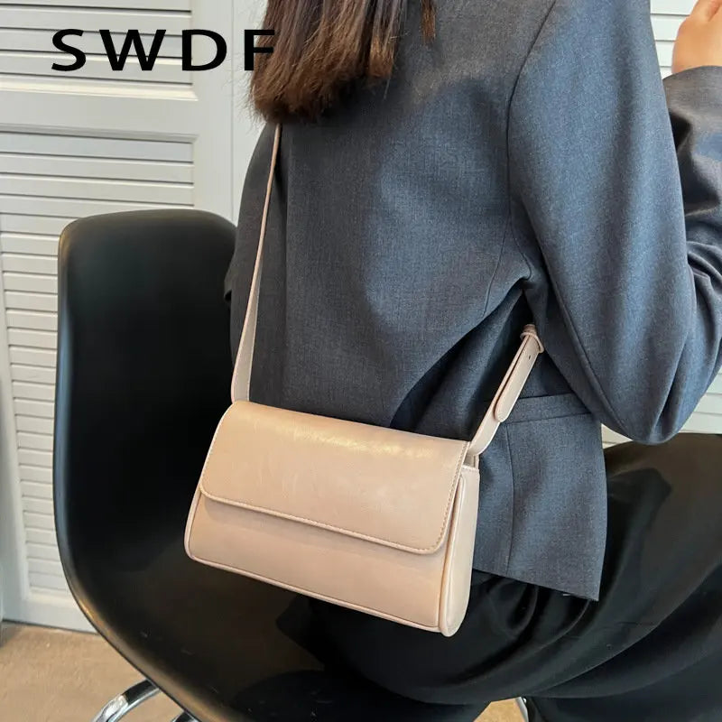 Small Flap Shoulder Bag for Women Underarm Crossbody Handbag