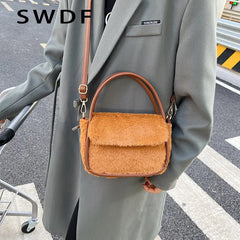 Winter Fur Crossbody Bag for Women Warm Plush Shoulder Bag