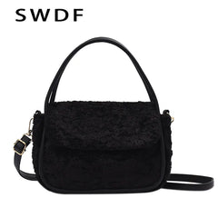Winter Fur Crossbody Bag for Women Warm Plush Shoulder Bag