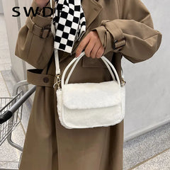Winter Fur Crossbody Bag for Women Warm Plush Shoulder Bag