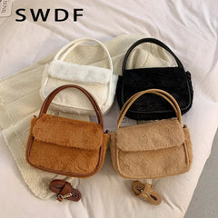 Winter Fur Crossbody Bag for Women Warm Plush Shoulder Bag