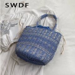 Straw Summer Shoulder Bags for Women Hollow Beach Women's Handbags