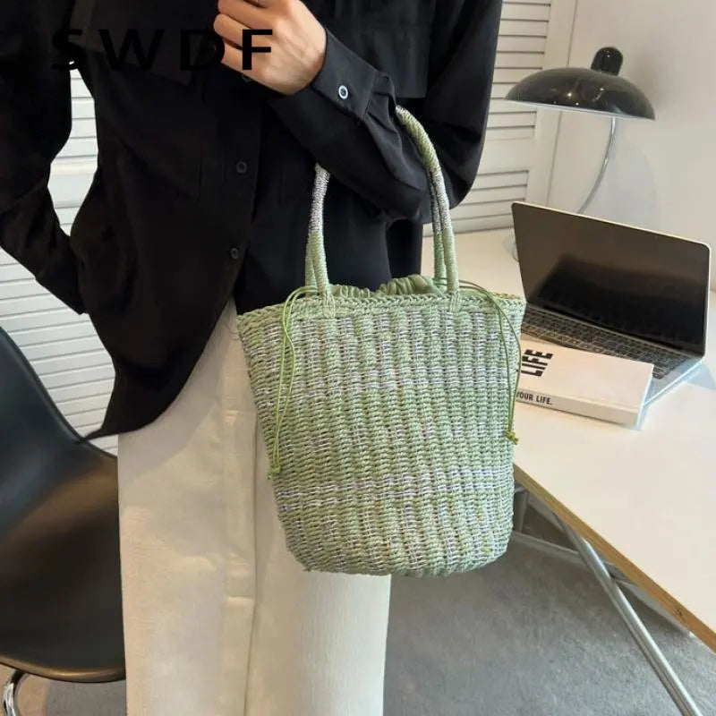 Straw Summer Shoulder Bags for Women Hollow Beach Women's Handbags