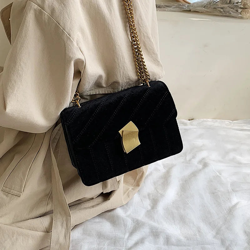 Luxury Velvet Chain Evening Clutch Bag Vintage Messenger Crossbody Bags