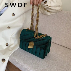 Luxury Velvet Chain Evening Clutch Bag Vintage Messenger Crossbody Bags