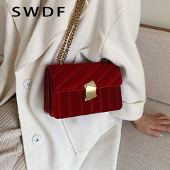 Luxury Velvet Chain Evening Clutch Bag Vintage Messenger Crossbody Bags