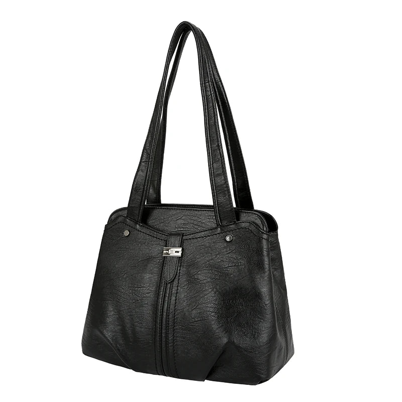 Women's Soft Leather Shoulder Bag Casual Tote Bag Large Capacity