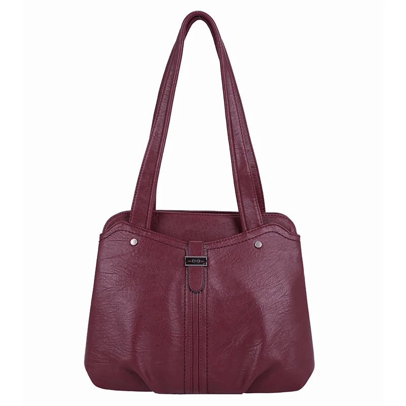 Women's Soft Leather Shoulder Bag Casual Tote Bag Large Capacity