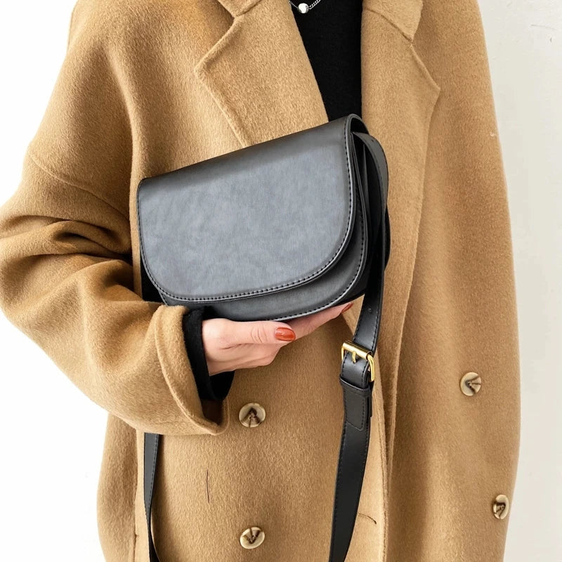 Small PU Leather Crossbody Bag Winter Shoulder Chest Bag