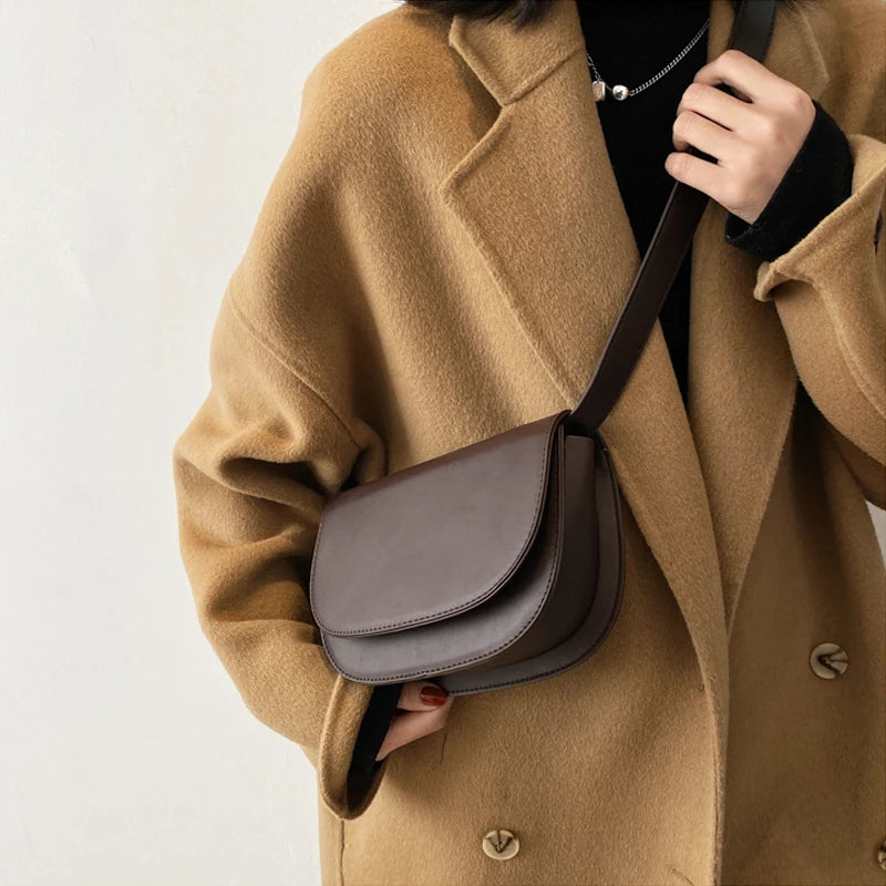 Small PU Leather Crossbody Bag Winter Shoulder Chest Bag