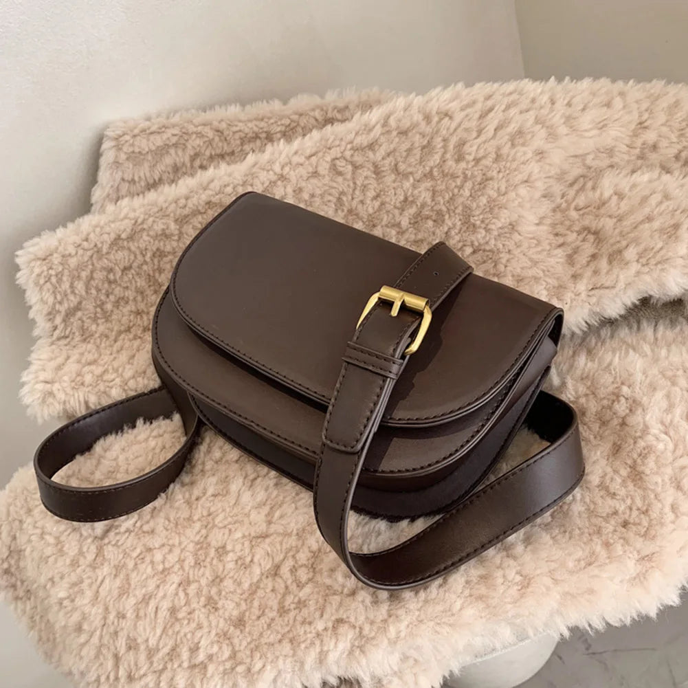 Small PU Leather Saddle Bag for Women Winter