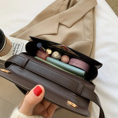 Small PU Leather Saddle Bag for Women Winter