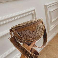 Canvas Saddle Crossbody Bag Chain Women's Fanny Pack