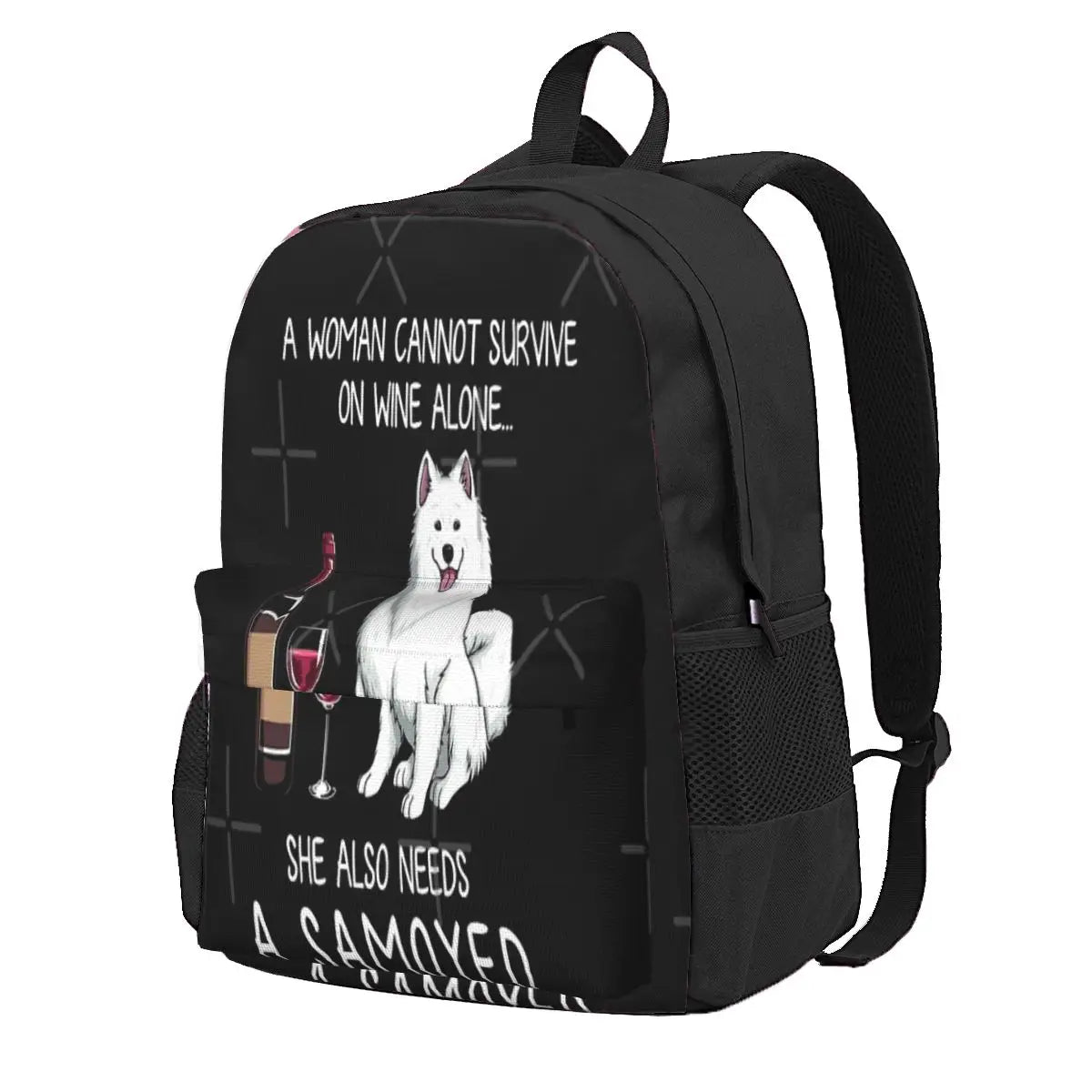Samoyed And Wine Funny Dog 1 Backpacks Men's Backpacks Bags For Women