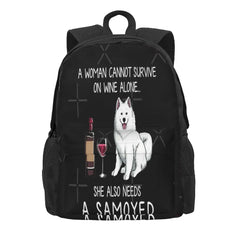 Samoyed And Wine Funny Dog 1 Backpacks Men's Backpacks Bags For Women