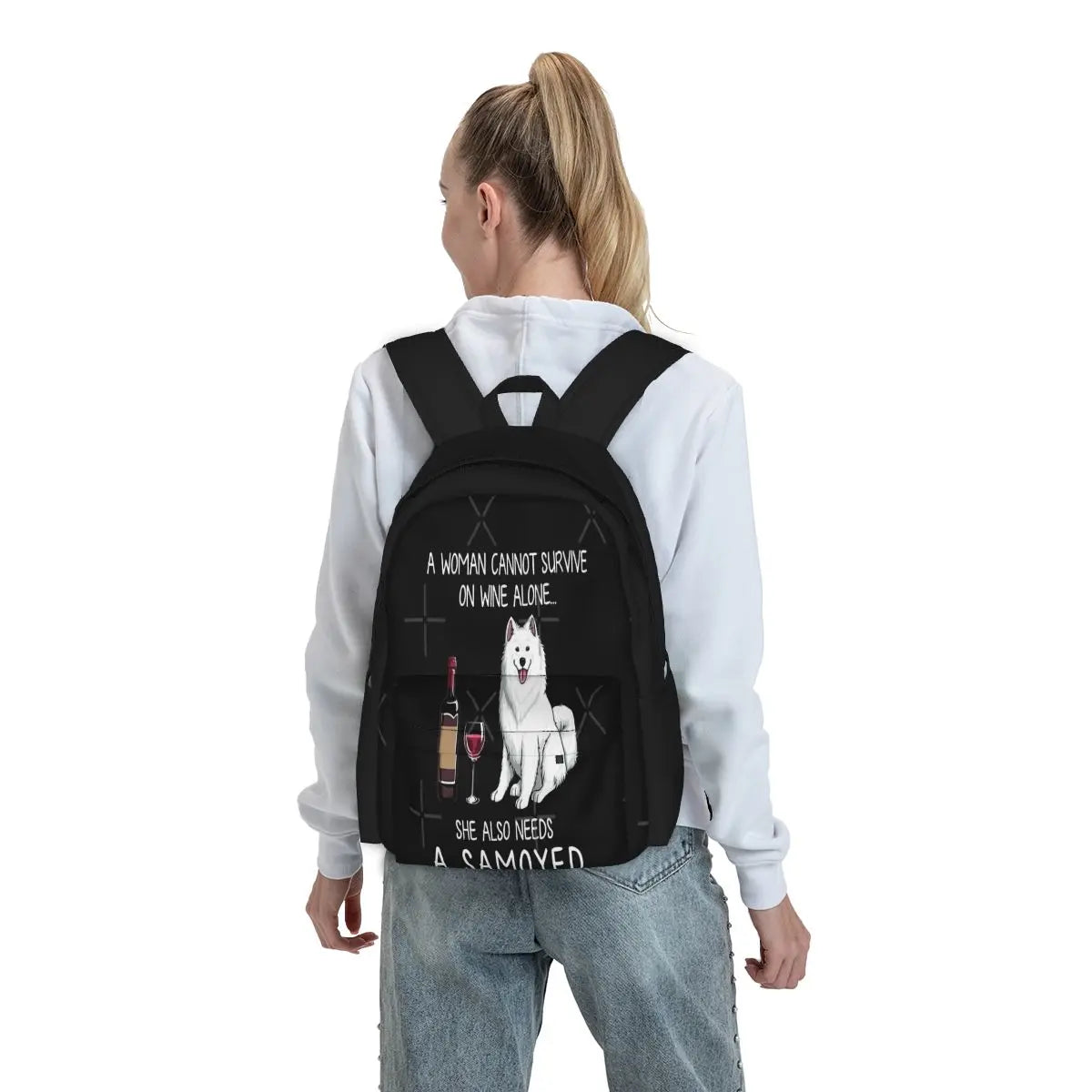Samoyed And Wine Funny Dog 1 Backpacks Men's Backpacks Bags For Women