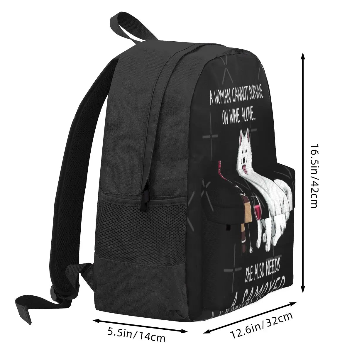 Samoyed And Wine Funny Dog 1 Backpacks Men's Backpacks Bags For Women
