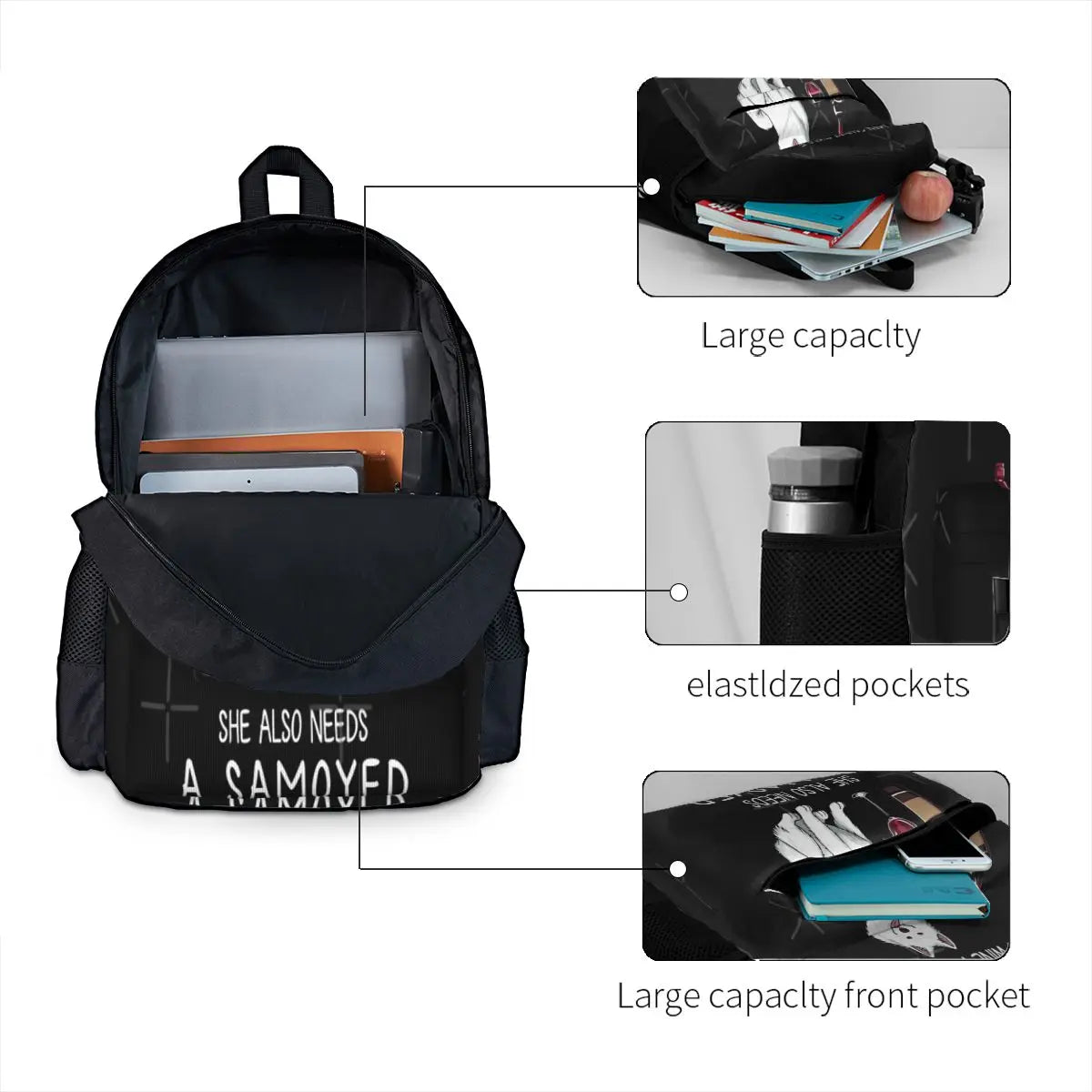 Samoyed And Wine Funny Dog 1 Backpacks Men's Backpacks Bags For Women