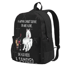 Samoyed And Wine Funny Dog 1 Backpacks Men's Backpacks Bags For Women