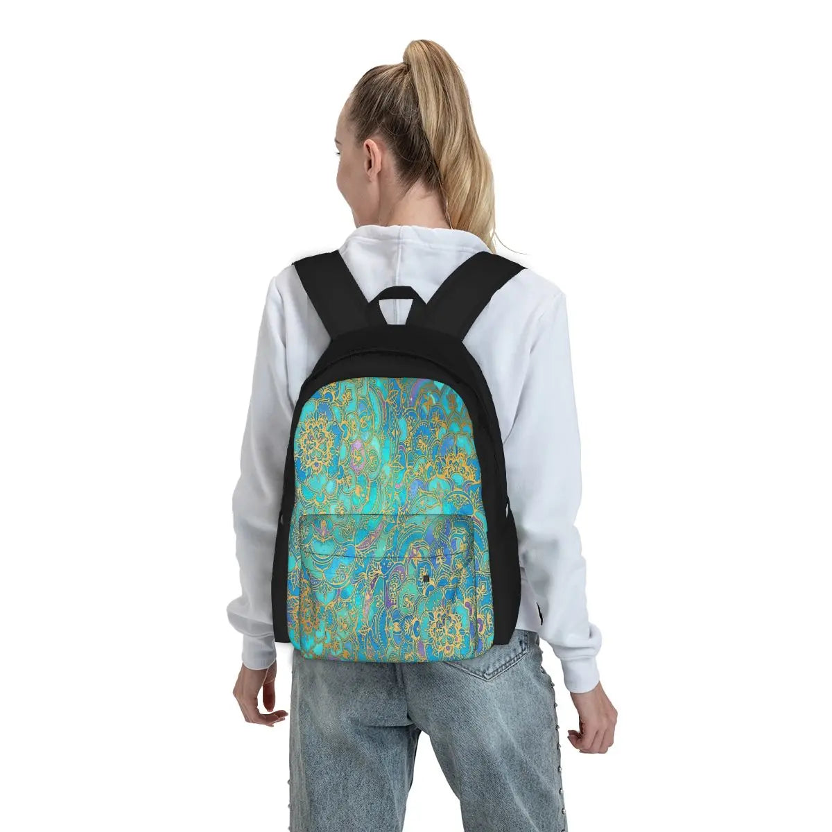 Sapphire & Jade Stained Glass 2 Backpacks Men's Backpacks Bags For Women