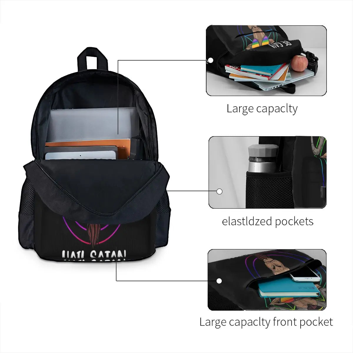 Satanism LGBT Gay Pride Backpack Men Women Children Bag