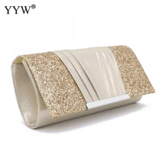 Sequin Patchwork Evening Clutch Bag with Chain for Women Wedding Handbag
