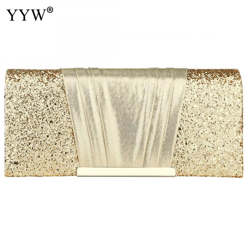 Sequin Patchwork Evening Clutch Bag with Chain for Women Wedding Handbag
