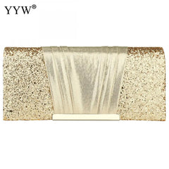 Sequin Patchwork Evening Clutch Bag with Chain for Women Wedding Handbag