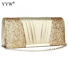 Sequin Patchwork Evening Clutch Bag with Chain for Women Wedding Handbag