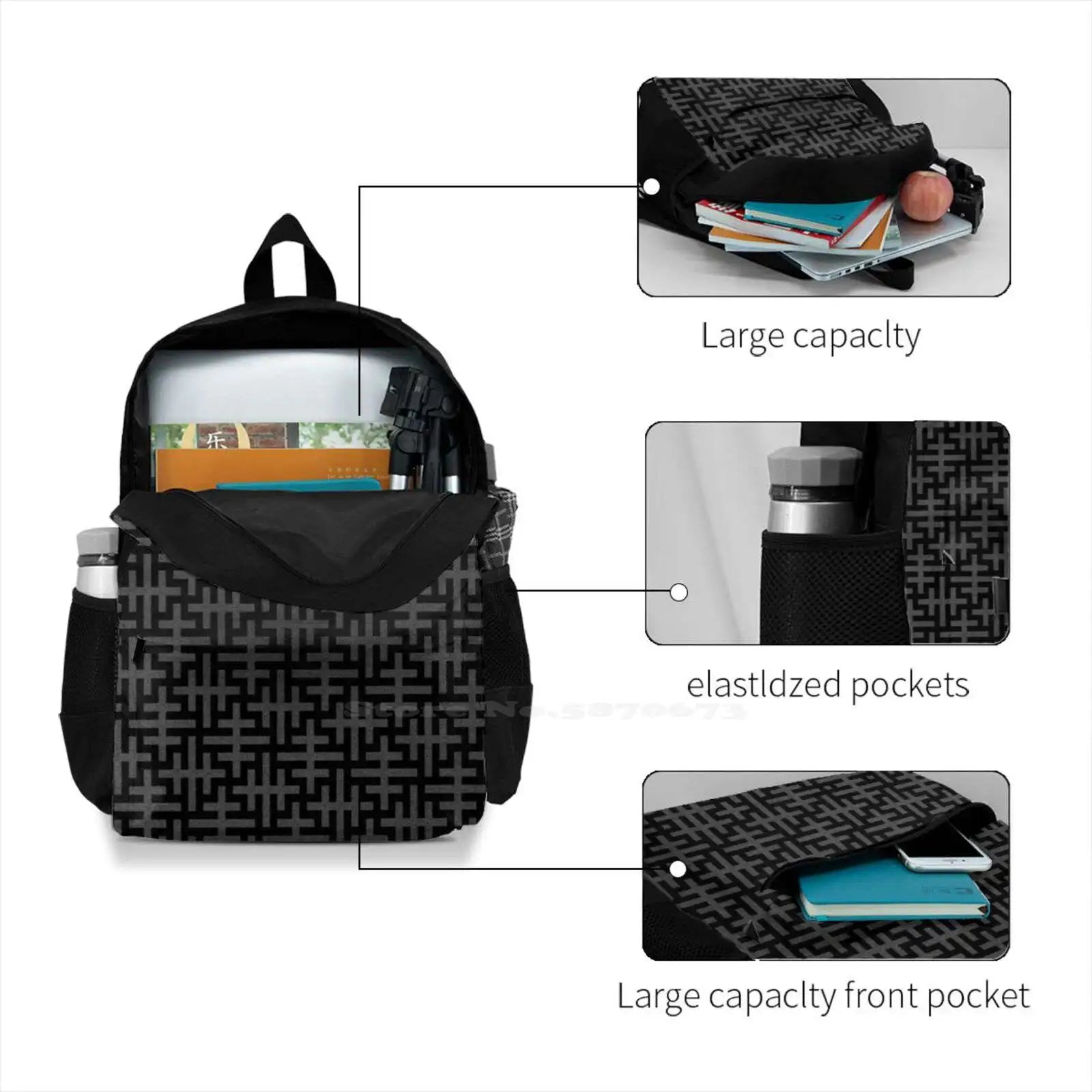 Sayagata 2 Version 2 Travel Laptop Backpack Maze Lucky Cross Pattern