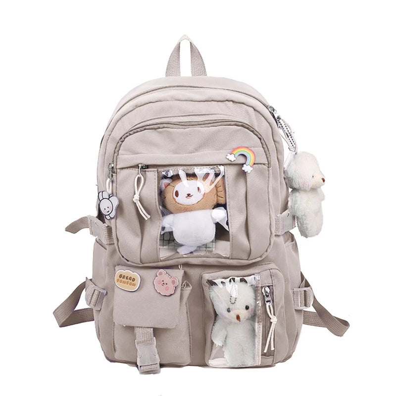 Nylon School Backpack Laptop Bookbag for Teen Girls Women Ladies