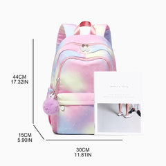 Rainbow Print School Backpack Pockets Bookbag Casual Rucksack Travel Bag