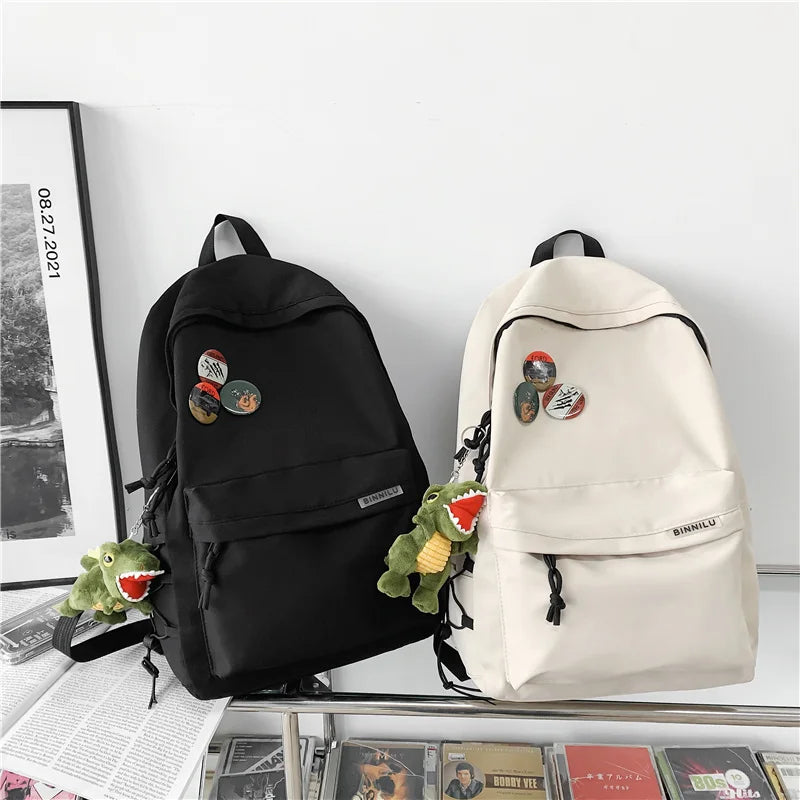 Canvas School Backpack for Teenage Girl Women's Rucksack
