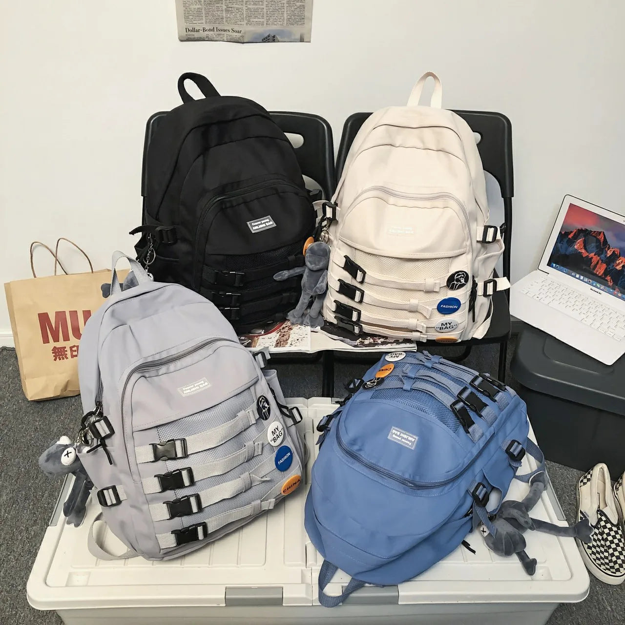 Waterproof Nylon Backpack Large Capacity School Bag for Teenager Boys Girls Men