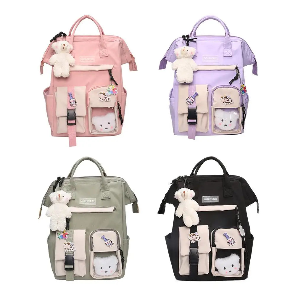 Large Capacity School Bag with Side Pockets, Anti-Theft Rucksack for Women