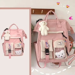 Large Capacity School Bag with Side Pockets, Anti-Theft Rucksack for Women